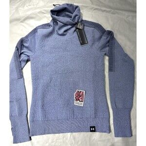 New Under Armour UA Intelliknit Run Funnel Pullover 1371576-767 Blue Women Small